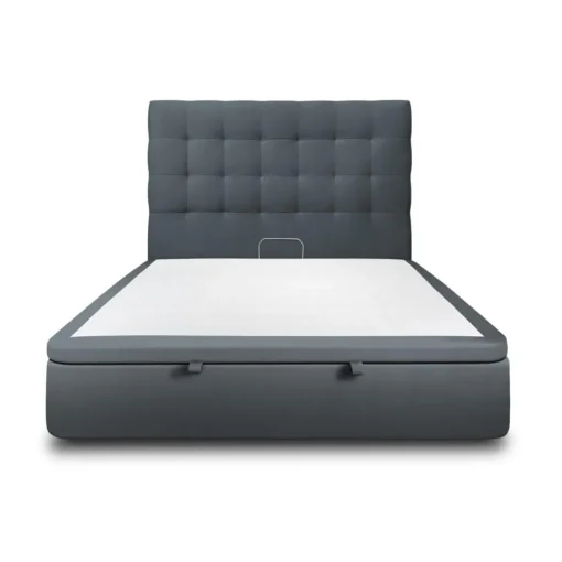 Sommeil de Plomb Lit coffre avec tête de lit capitonnee Velours Gris anthracite Discount
