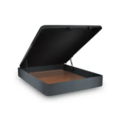 Sommeil de Plomb Lit coffre avec tête de lit capitonnee Velours Gris anthracite Discount