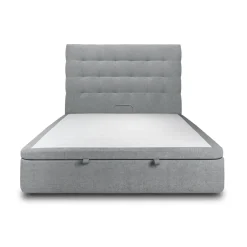 Sommeil de Plomb Lit coffre avec tête de lit capitonnee Tissu Gris anthracite