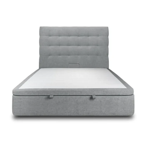 Sommeil de Plomb Lit coffre avec tête de lit capitonnee Tissu Gris anthracite