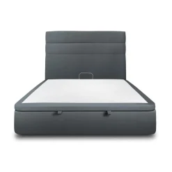 Sommeil de Plomb Lit coffre avec tête de lit lignes Velours Gris anthracite Hot