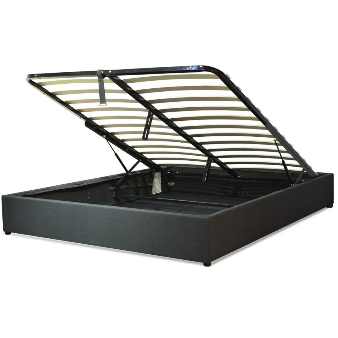 SAMPUR Lit coffre cancun tissu gris fonce Best