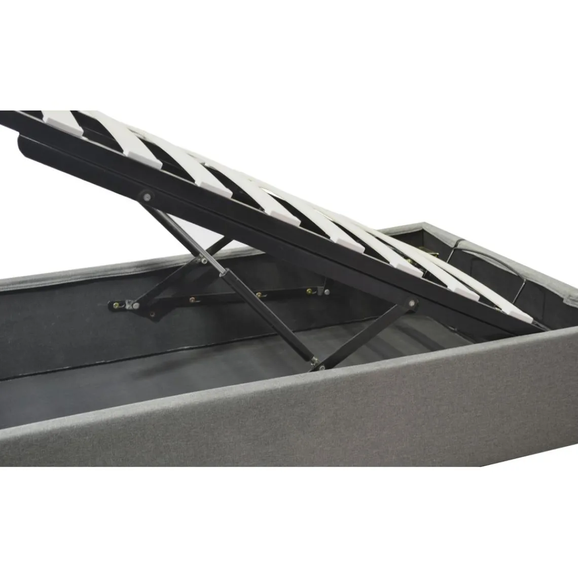 SAMPUR Lit coffre cancun tissu gris fonce Best