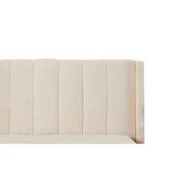 3S. x Home Lit double Magorial avec sommier relevable Tissu Bouclette Crème Outlet