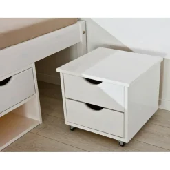 3S. x Home Lit en Pin Avec Espaces De Rangement Mobiles 140x190 KOLO Blanc Hot