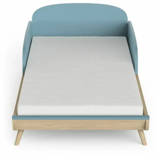 3 SUISSES Lit enfant sans barreaux FIRMIANA bleu orage et pin naturel Clearance