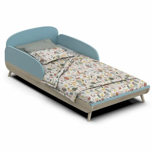 3 SUISSES Lit enfant sans barreaux FIRMIANA bleu orage et pin naturel Clearance