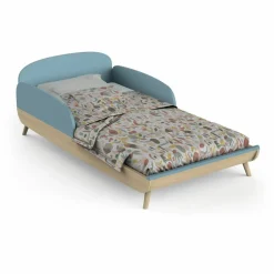 3 SUISSES Lit enfant sans barreaux FIRMIANA bleu orage et pin naturel Clearance