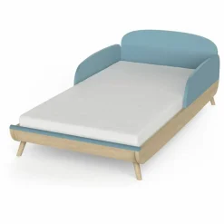 3 SUISSES Lit enfant sans barreaux FIRMIANA bleu orage et pin naturel Clearance