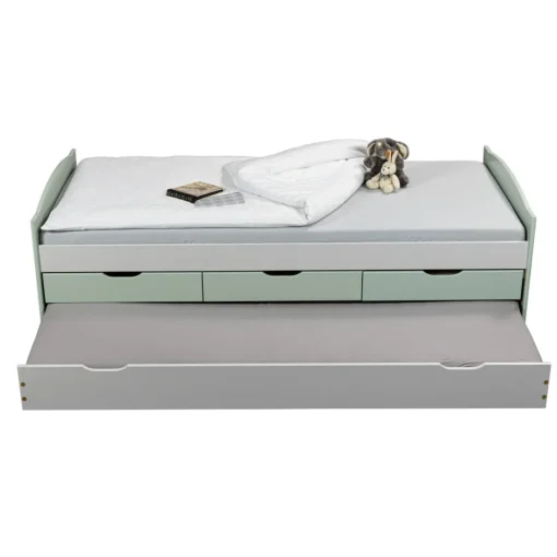 3S. x Home Lit Gigogne en Bois Massif Gris et Vert Sale