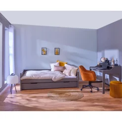 3S. x Home Lit multi fonction DREAM THE FUTURE Gris 90x200 Sommiers inclus Matelas non inclus New