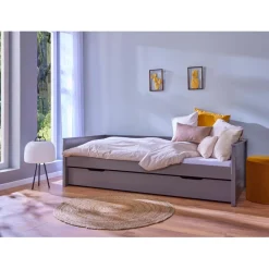 3S. x Home Lit multi fonction DREAM THE FUTURE Gris 90x200 Sommiers inclus Matelas non inclus New
