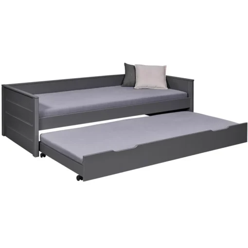 3S. x Home Lit multi fonction DREAM THE FUTURE Gris 90x200 Sommiers inclus Matelas non inclus New