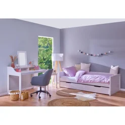 3S. x Home Lit multi fonction DREAM THE FUTURE blanc 90x200 Sommiers inclus Matelas non inclus Discount