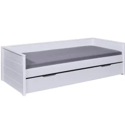 3S. x Home Lit multi fonction DREAM THE FUTURE blanc 90x200 Sommiers inclus Matelas non inclus Discount