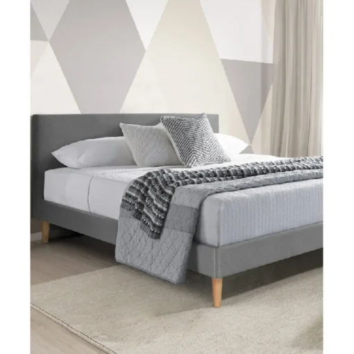 SAMPUR Lit nordik tissu gris clair Best