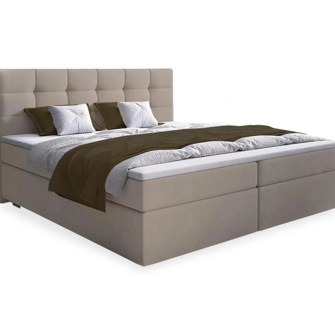 3S. x Home Lit-Coffre Avec Matelas Et Sur-Matelas ROVINKA 140cm Tissu Beige Sale