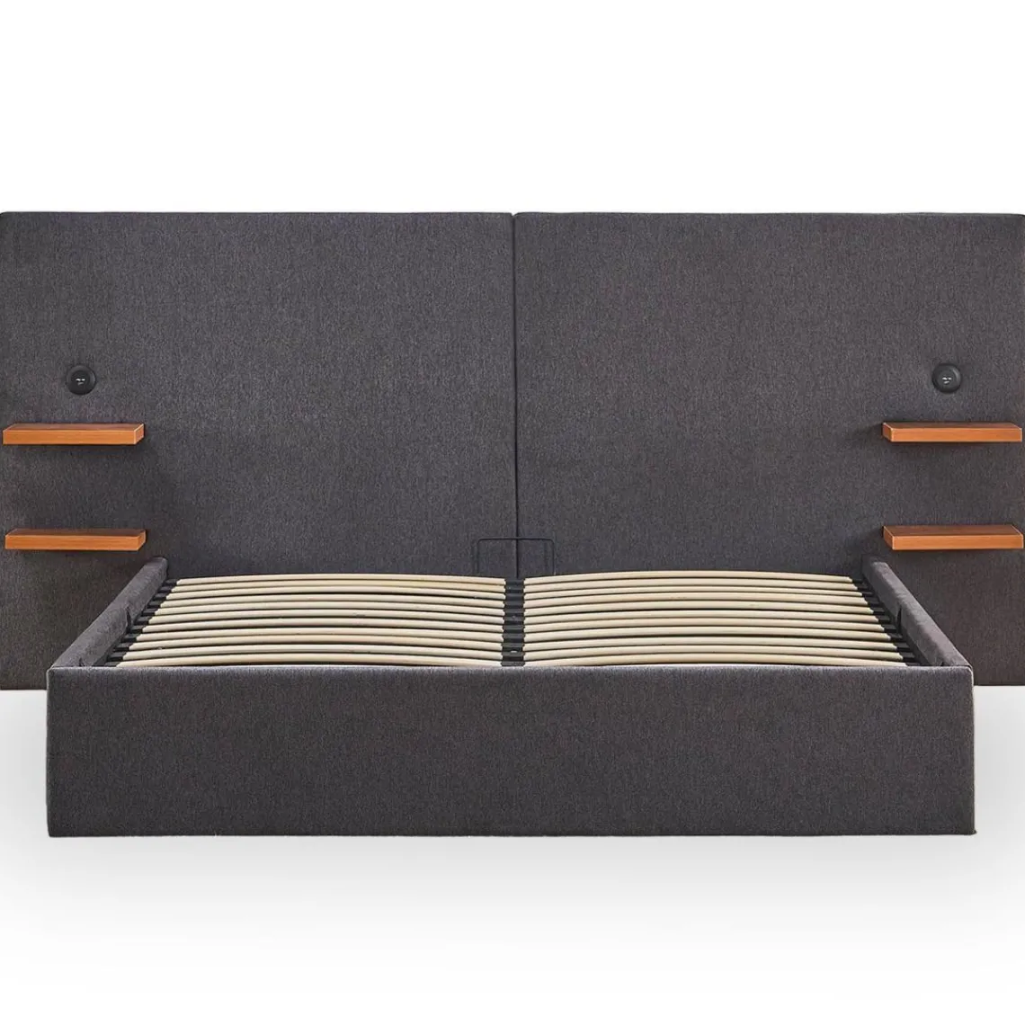 3S. x Home Lit-coffre complet avec tablettes et ports USB intégrés Lukas Tissu Gris Clearance