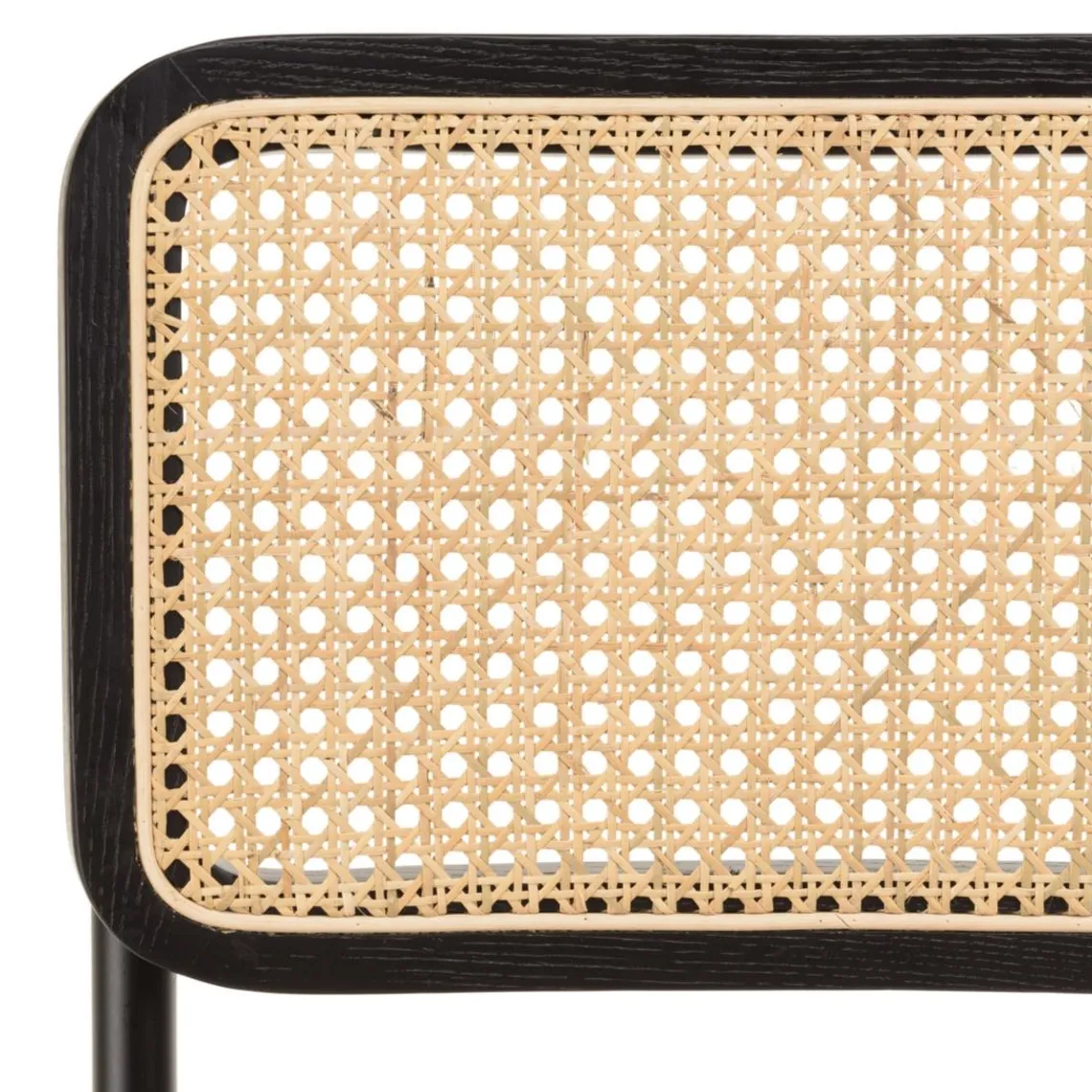 Macabane Lot de 2 chaises assise bois noir rotin naturel pieds métal PIERRE Clearance