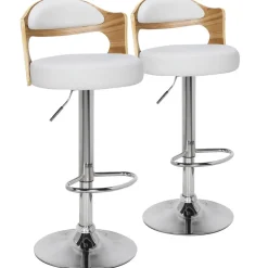 3S. x Home Lot de 2 chaises de bar Chêne Clair & Simili Blanc CAPRI Clearance