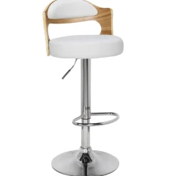 3S. x Home Lot de 2 chaises de bar Chêne Clair & Simili Blanc CAPRI Clearance