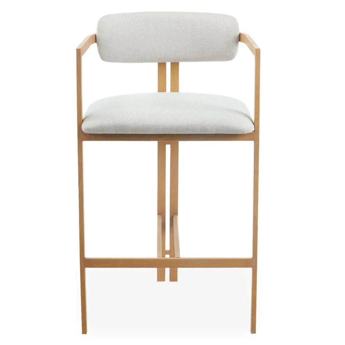 3S. x Home Lot de 2 chaises de bar design Galilea Métal Effet bois clair et Tissu Beige Clearance