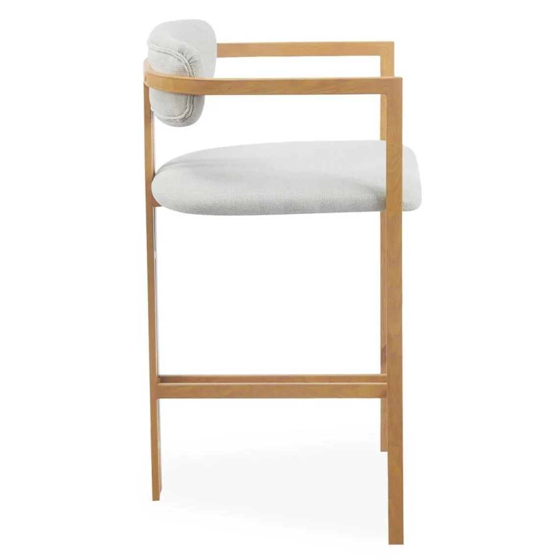 3S. x Home Lot de 2 chaises de bar design Galilea Métal Effet bois clair et Tissu Beige Clearance