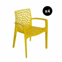 3S. x Home Lot De 4 Chaises Design Avec Accoudoirs Gruyer Jaune