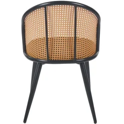 3S. x Home Lot de 8 chaises design Showan avec cannage Rotin et Tissu bouclette Noir Outlet