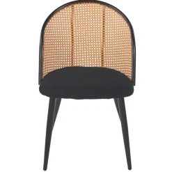 3S. x Home Lot de 4 chaises design Showan avec cannage Rotin et Tissu bouclette Noir Online