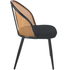 3S. x Home Lot de 4 chaises design Showan avec cannage Rotin et Tissu bouclette Noir Online