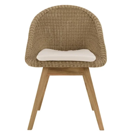 Macabane Lot de 2 chaises jardin rotin synthé. avec coussin pieds évasés KALLY Beige Outlet