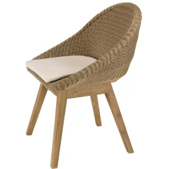 Macabane Lot de 2 chaises jardin rotin synthé. avec coussin pieds évasés KALLY Beige Outlet