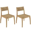 Macabane Lot de 2 chaises jardin teck rotin synthétique tressé beige VALERIA Online