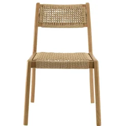 Macabane Lot de 2 chaises jardin teck rotin synthétique tressé beige VALERIA Online