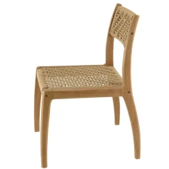 Macabane Lot de 2 chaises jardin teck rotin synthétique tressé beige VALERIA Online