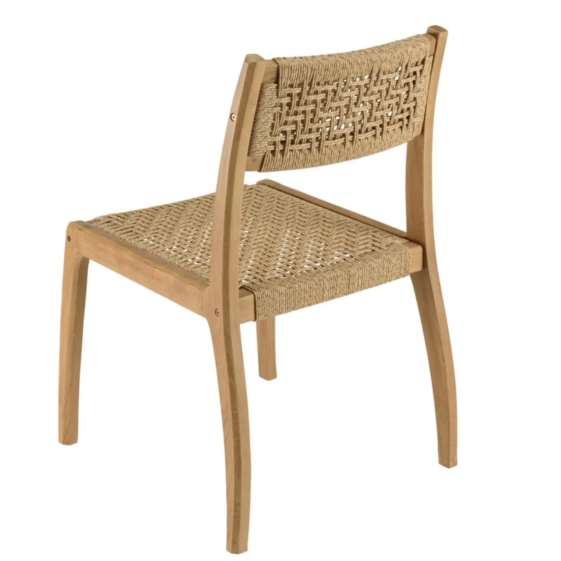 Macabane Lot de 2 chaises jardin teck rotin synthétique tressé beige VALERIA Online