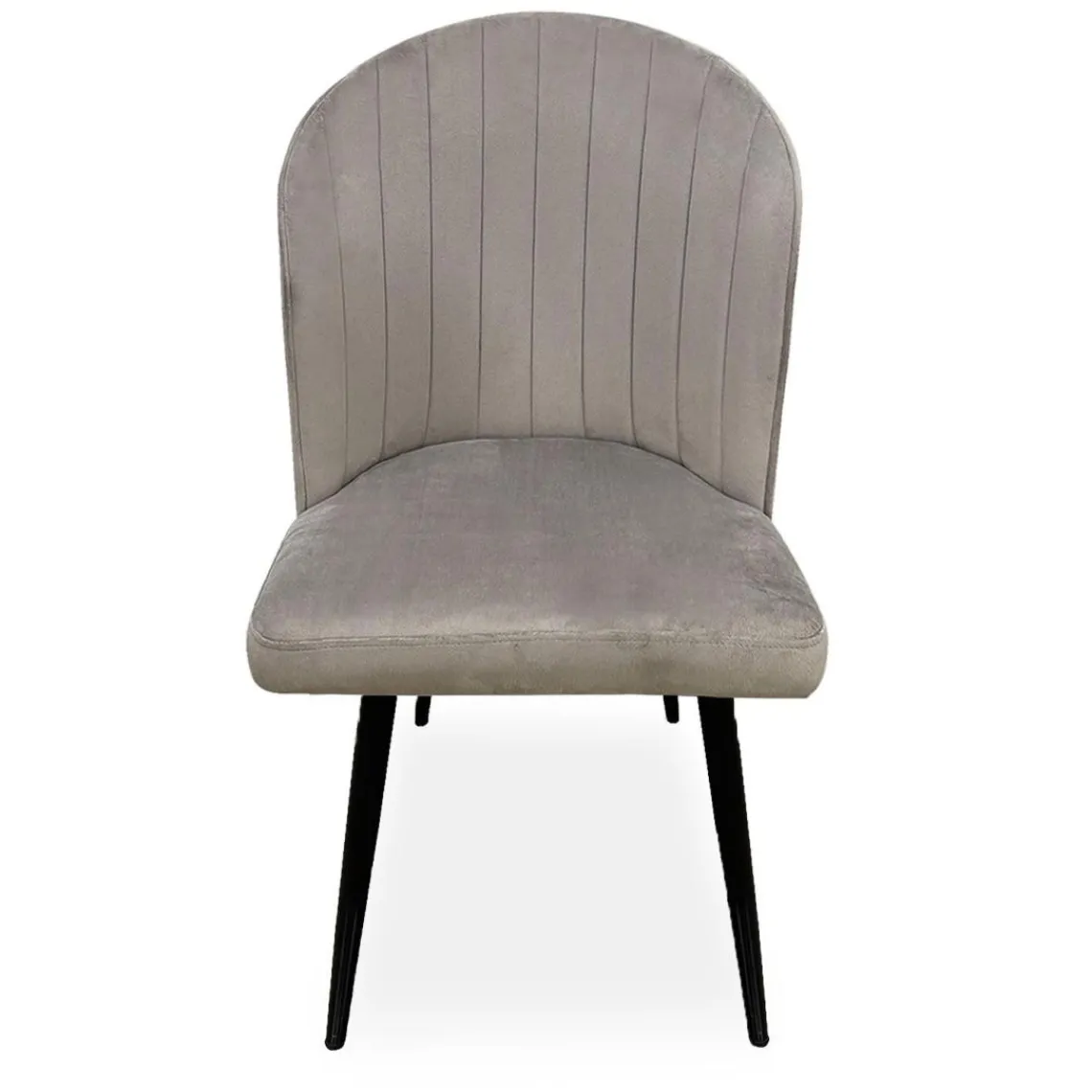 3S. x Home Lot de 2 chaises matelassées coutures verticales Louvenda Velours Taupe New