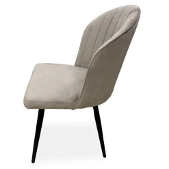 3S. x Home Lot de 2 chaises matelassées coutures verticales Louvenda Velours Taupe New