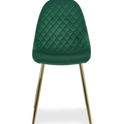 3S. x Home Lot de 8 chaises matelassées Norway Pieds Or et Velours Vert Best