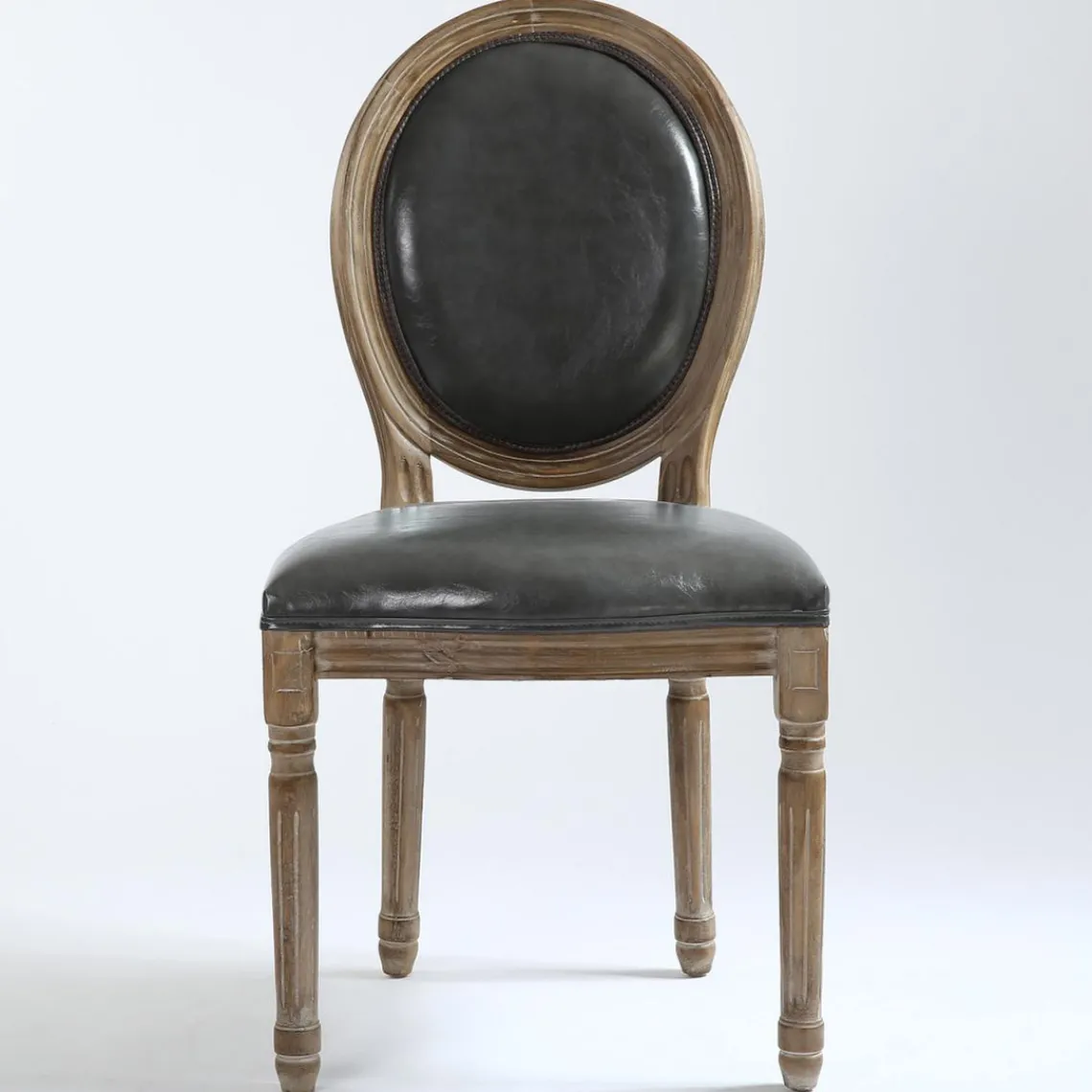 3S. x Home Lot de 2 chaises médaillon Simili (P.U) Gris REGAL Hot