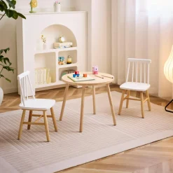 3S. x Home Lot de 2 chaises pour enfant NESNA design moderne et sa structure en bois massif blanc Outlet