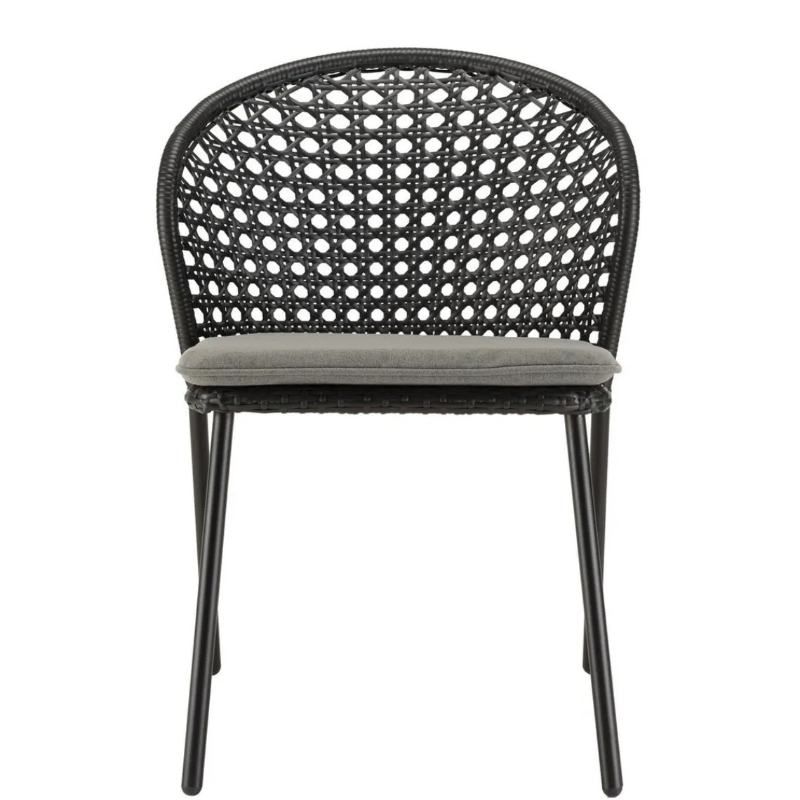 Macabane Lot de 2 chaises rotin synthétique noir dossier arrondi ajouré MALO Outlet