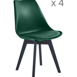 3S. x Home Lot de 4 chaises scandinaves Pieds en bois Vert Hot