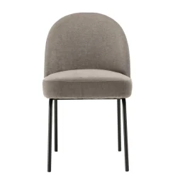 Macabane Lot de 2 chaises tissu couleur lin pieds acier noir ULYSSE Beige Discount