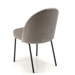 Macabane Lot de 2 chaises tissu couleur lin pieds acier noir ULYSSE Beige Discount