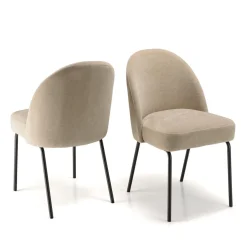 Macabane Lot de 2 chaises tissu sable pieds acier noir ULYSSE Beige Best