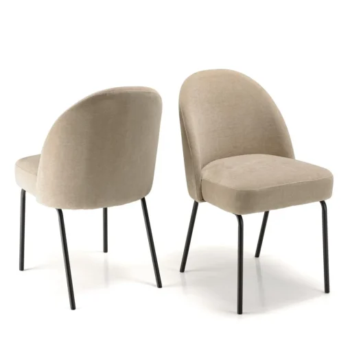 Macabane Lot de 2 chaises tissu sable pieds acier noir ULYSSE Beige Best