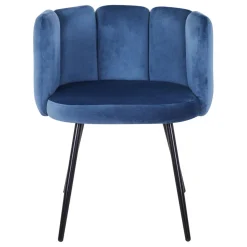 3S. x Home Lot de 2 chaises Velours Bleu CRYSTAL New