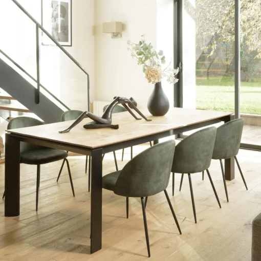 Macabane Lot de 2 chaises velours vert sapin dossier arrondi Best